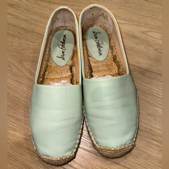Sam Edelman mint blue green leather espadrille flats size 8